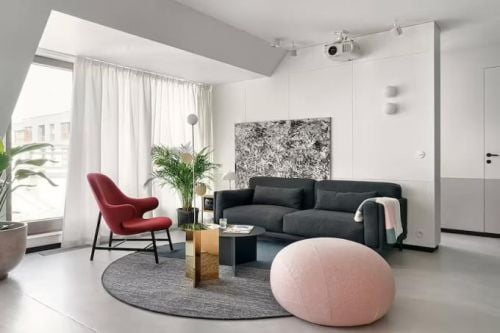 Căn hộ 42m² được thiết kế tinh tế với nội thất và màu sắc hiện đại